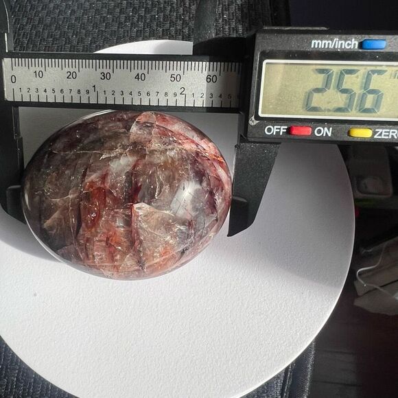 Fire Quartz Crystal Large Palmstone with Rainbow Flash - Picture 8 of 12